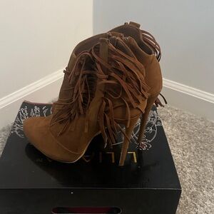 Suede Fringe High Heel Boots